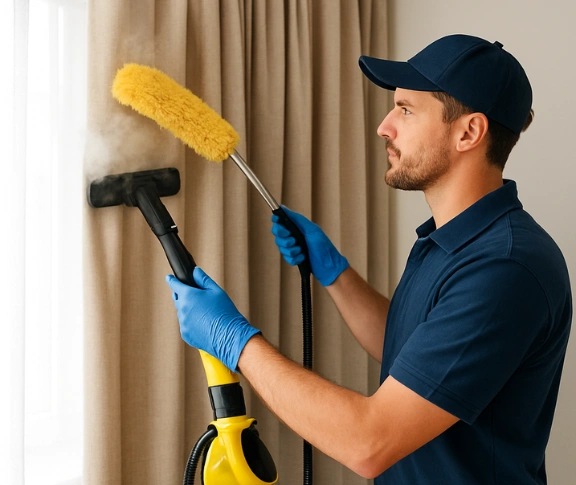 Trusted curtain steam cleaning technician Matty Curtain Cleaning cherokee-vic QLD